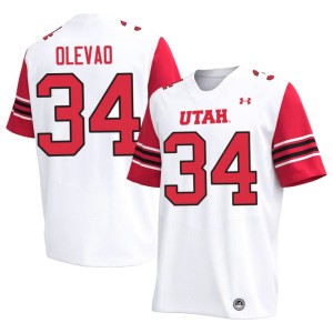 #34 Mens University of Utah High School College Football Ashton Olevao White Jersey 397717-473
