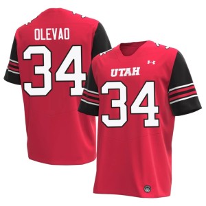 #34 Men College Football Utah U High School Red Ashton Olevao Jersey 325496-854