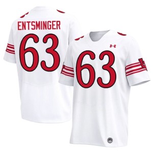 #63 Embroidery Devin Entsminger Men College Football Utah U White Jersey 454851-642