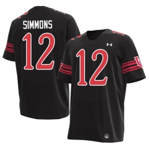 #12 Utah Mens Replica College Football Larry Simmons Black Jersey 895630-742