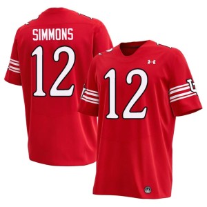#12 Larry Simmons Utes Mens Red Game College Football Jersey 667110-649