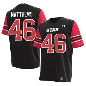 #46 College Football Replica Teague Matthews Men Black Utah Utes Jersey 740056-586