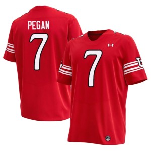 #7 Braden Pegan College Football Red Official The Utes Mens Jersey 214760-558