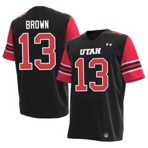 #13 Utah Athletics College Football Black Men Nick Brown Replica Jersey 561066-256