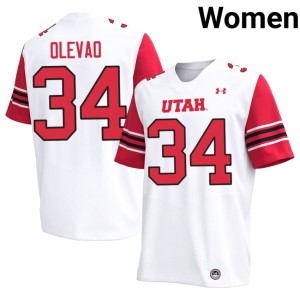 #34 White Ashton Olevao College Football NCAA Utes Women's Jerseys 837922-936