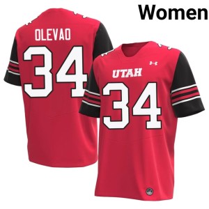 #34 Red Utah Athletics Ashton Olevao College Football Womens Replica Jersey 372663-436