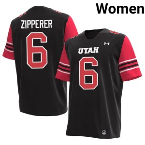 #6 Official Utah College Football Black Daidren Zipperer Womens Jersey 839378-929