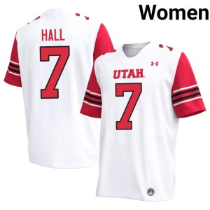 #7 Utah U Johnathan Hall Official College Football Women's White Jersey 619241-535