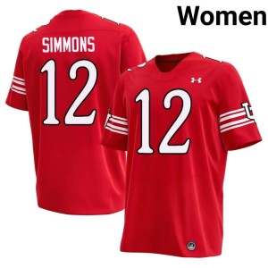 #12 Larry Simmons Red High School Women College Football The Utes Jersey 221196-288