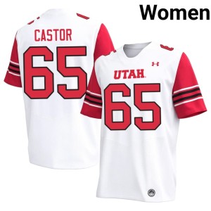 #65 White College Football Alumni Women's Logan Castor Utah U Jersey 403390-773