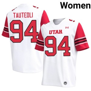#94 Mike Tauteoli Game Womens White College Football Utah Athletics Jersey 831580-979