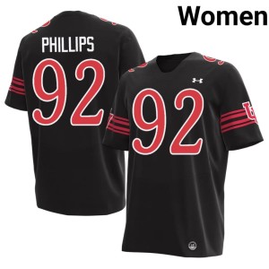 #92 Women Replica Orion Phillips Utah College Football Black Jerseys 747982-581
