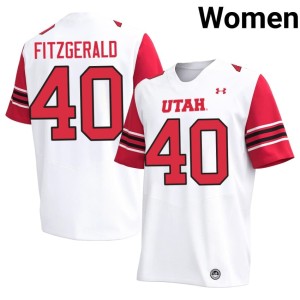 #40 Limited College Football Women White Utah U Paul Fitzgerald Jerseys 835011-848