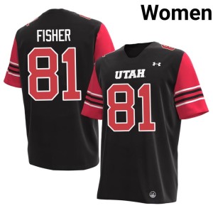 #81 College Football Bear Fisher Limited Black Womens Utah Athletics Jersey 585731-818