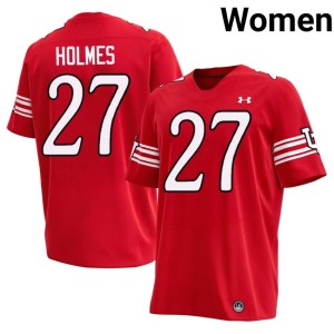 #27 Women Brandon Holmes College Football University of Utah Red High School Jerseys 725717-463