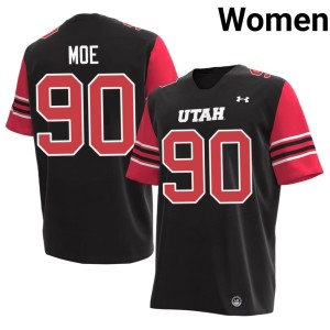 #90 College Football Game Black Women's Utah U Jireh Moe Jerseys 492418-120