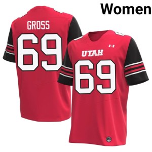 #69 College Football University Jordan Gross Womens Red U of U Jerseys 660154-530