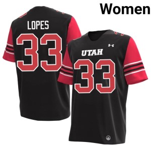 #33 Utah Utes College Football Black Womens Kana'i Lopes Player Jersey 875882-234