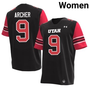 #9 Women Utah College Football Black Embroidery Kane Archer Jersey 400286-912