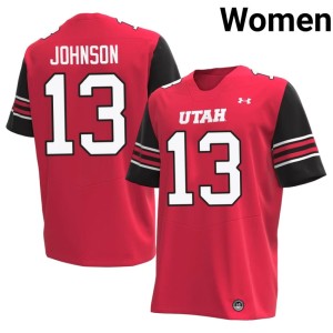 #13 High School College Football Women's Michael Johnson The Utes Red Jersey 930948-427