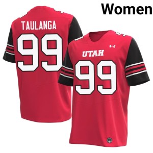 #99 Embroidery Semi Taulanga Womens Red College Football University of Utah Jerseys 259749-314