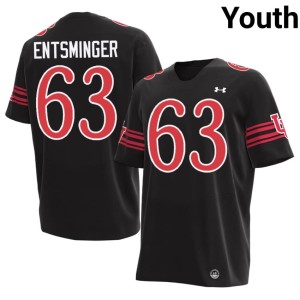 #63 Devin Entsminger Black Stitched College Football Youth Utah Athletics Jerseys 322041-591