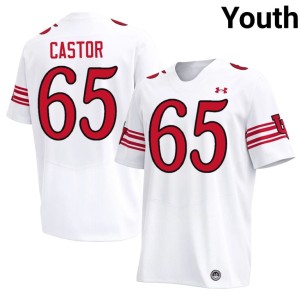 #65 Utah Athletics White College Football Youth Logan Castor NCAA Jersey 885324-996