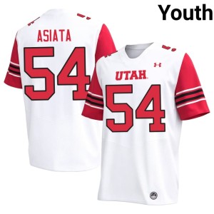 #54 U of U College Football White Youth Stitched Milz Asiata Jerseys 149092-731