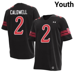 #2 Official Black College Football Rock Caldwell Utah U Youth Jersey 715646-754