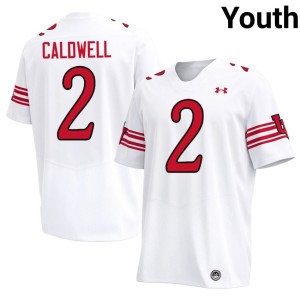 #2 Rock Caldwell Youth White College Football Utah Utes Game Jersey 246426-552