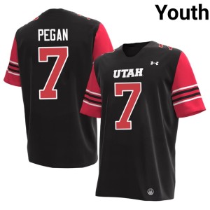 #7 College Football Youth Utah Utes Braden Pegan Black Stitched Jerseys 538918-260