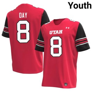 #8 U of U Red College Football Stitched Youth Ethan Day Jersey 882142-230