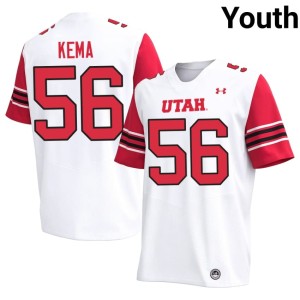 #56 Isaiah Kema Youth College Football Utah U White Embroidery Jerseys 915486-141