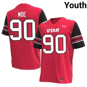 #90 Embroidery Jireh Moe Red College Football Utah Youth Jersey 735244-378