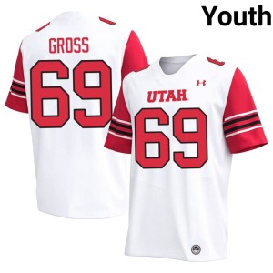 #69 Utes White Jordan Gross Stitched Youth College Football Jersey 405895-951