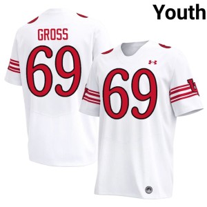 #69 Jordan Gross College Football Official Youth Utah White Jerseys 534860-959