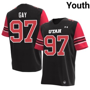 #97 University of Utah College Football Youth Black Matt Gay 2026-27 Jersey 319777-232
