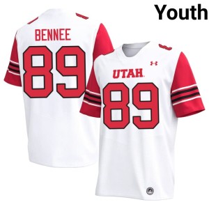 #89 Noah Bennee University of Utah White College Football High School Youth Jerseys 153896-358