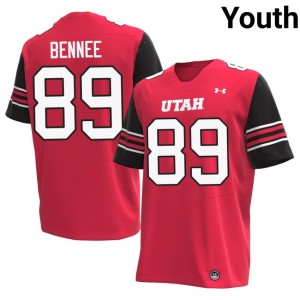 #89 Game Youth College Football Red Noah Bennee University of Utah Jerseys 517576-791